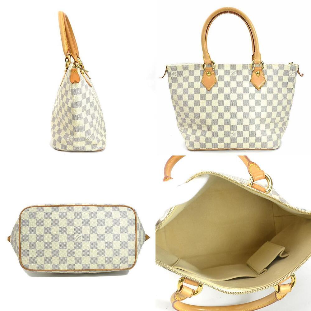 Louis Vuitton Damier White Canvas Azur Handbag Gold Saleya